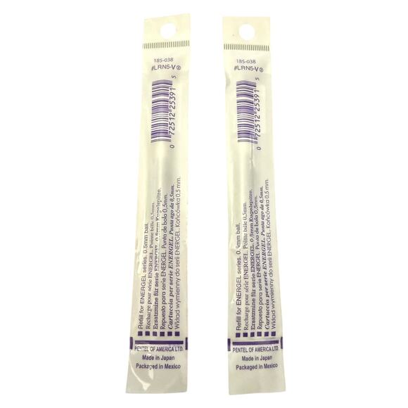 Pentel 2 Violet Purple EnerGel 0.5 Needle Tip Roller Pen Refill LRN5-V - Picture 2 of 2